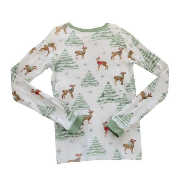 Burts Bees Kids 10 Pajama Set Christmas Reindeer Forest White Organic Cotton - Picture 3 of 12